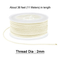 1 x Brand New sourcing map Nylon Thread Beading Cord 2mm Braided Craft Cord for Bracelets, Jewelry Making, DIY Crafts 11M 36 Feet Cream - RRP €9.31