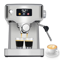 1 x RAW Customer Returns Homtone Touchscreen Espresso Machine Portafilter Machine 20 Bar, Stainless Steel Semi-Automatic Coffee Machine with Milk Frother for Cappuccino, 1350W, 1.8 Liter Water Tank - RRP €108.91