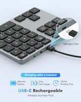 1 x RAW Customer Returns MoKo Bluetooth Numpad with 35 Keys, 2.4Ghz Number Pad Bluetooth Numeric Keypad Wireless for MacBook Pro Air iPad, Portable Number Pad for PC Laptop Computer, iMac Notebook Windows, Gray - RRP €35.99