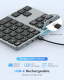 1 x RAW Customer Returns MoKo Bluetooth Numpad with 35 Keys, 2.4Ghz Number Pad Bluetooth Number Pad Wireless for MacBook Pro Air iPad, Portable Number Pad for PC Laptop Computer, iMac Notebook Windows, Gray - RRP €35.32