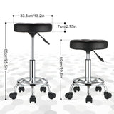 1 x RAW Customer Returns HMTOT Round Rolling Stool PU Leather Seat Stool Height Adjustable Swivel Stool with Wheels Black - RRP €40.98