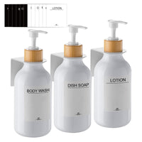 5 x RAW Customer Returns Soap dispenser wall mounting without drilling, set of 3 500ml soap dispenser wall shampoo dispenser shower detergent dispenser shampoo dispenser for kitchen bathroom white  - RRP €117.95