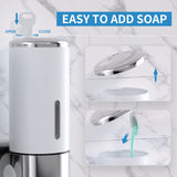 4 x Brand New HOUSEHOLD WORLD soap dispenser, wall-mounted soap dispenser, manual soap dispenser with stainless steel lever, shampoo, shower gel, hand soap dispenser for bathroom, sink and toilet, white, 500 ml. - RRP €66.88