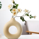 3 x Brand New Nordic Circular Hollow Ceramic Vase Donuts Flower Pot Home Decoration Accessories Office Desktop Living Room Interior Decoration Gift White  - RRP €61.2