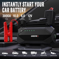 1 x RAW Customer Returns GREPRO 3000A Jump Starter Power Bank, Car Jump Starter Power Bank for 12V Jump Starter up to 10.0L Petrol, 8.0L Diesel , Portable Jump Starter with USB Quick Charge 3.0 Ports, LED Flashlight Compass - RRP €57.44