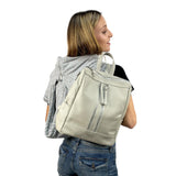 1 x RAW Customer Returns Cheval Firenze Alya Backpack, Genuine Leather Made in Italy Grey  - RRP €86.95