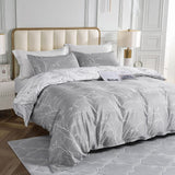 1 x RAW Customer Returns Lekesky bed linen 200x200, bed linen 3-piece duvet cover, floral pattern microfiber 200x200 bed linen set microfiber with pillowcase with zipper 80x80cm 2, branches gray white - RRP €30.24