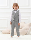 1 x RAW Customer Returns mintgreen Baby Boy Clothes Formal Wedding Suit Gentleman Vest Outfit Christening Suspenders Bow Tie Set, Dark Gray, 18-24 Months, 90 - RRP €39.9