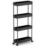 1 x RAW Customer Returns SPACEKEEPER kitchen trolley with 4 levels, narrow trolley niche shelf on wheels, space-saving bathroom shelf and kitchen shelf for kitchen office bathroom, 40 x 13 x 86 cm, black - RRP €25.99