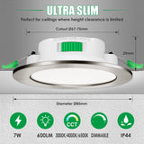 1 x RAW Customer Returns ALUSSO LED recessed spotlights 230V dimmable 68mm 7W ultra-flat IP44 LED spots warm white neutral white cold white recessed lights for bathroom kitchen living room, brushed nickel, set of 12 - RRP €99.99