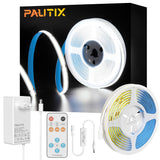 1 x RAW Customer Returns PAUTIX COB LED strip cold white 6000K, 5m 480LEDs M Dimmable 24V flexible LED strip lights set with RF remote control and GS power supply, CRI93 bright under-cabinet light for home DIY decoration, timer function - RRP €29.5