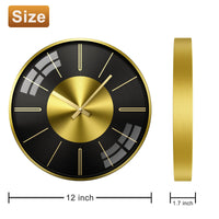 1 x RAW Customer Returns HOSTON Wall Clock 12 Inch Silent Non Ticking Modern Clock Round Wall Decoration, Aluminum Wall Clocks for Living Room Kitchen Office 12 Inches, Golden, Scale  - RRP €20.16