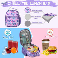 1 x RAW Customer Returns RAVUO Lunch Bag Kids, Cute Insulated Lunch Box Girls Lunch Bag Mini Cooler Bag Outdoor Bag with Handle and Pocket for School Picnic Butterfly - RRP €21.99