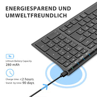 1 x RAW Customer Returns iClever BK10 Bluetooth keyboard, wireless rechargeable keyboard with 3 Bluetooth channels, stable connection, ultraslim ergonomic design, wireless keyboard for iOS, Android, Windows, black - RRP €38.3