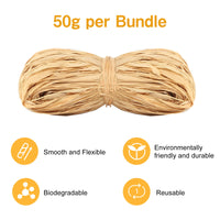 1 x RAW Customer Returns Bast Raffia natural bast, 6 pieces 300g bast ribbon natural binding bast pile bast natural bast for handicrafts, natural paper cord gift bast for florists garden wedding - RRP €14.11