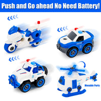 2 x Brand New Wvu Wvo 4 in 1 car toy with screwdriver, DIY assembly toy, police car toy, patrol car toy, motorcycle toy, airplane toy, gift for boys from 3 4 5 years - RRP €38.4