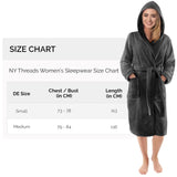 1 x RAW Customer Returns NY Threads Women s Hooded Bathrobe, Soft Fluffy Fleece, Women s Dressing Gown Dark Grey, Medium - DE  - RRP €21.17