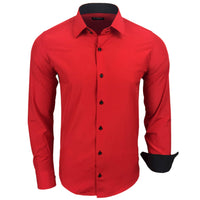 1 x RAW Customer Returns Baxboy Men s Shirt Slim-Fit Easy-Iron For Suit, Business, Wedding, Leisure - Long Sleeve Shirts for Men Long Sleeve Shirt R-44, Color Red, Size XL - RRP €27.58