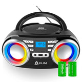 1 x RAW Customer Returns KLIM Boombox B3 Portable CD Player FM Radio, CD, MP3, Bluetooth, AUX, USB, RGB LED cordless wireless operation with rechargeable battery Improved CD laser lens Digital EQ 2024 Version - RRP €63.5