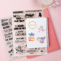 62 x Brand New Hongma Silicone Stamp Sayings German Silicone Stamp Clear Stamps Birthday Transparent Clearstamp for Journal Scrapbooking Photo Album for DIY Crafting - RRP €561.72