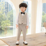 1 x RAW Customer Returns LOLANTA Boys 4 Piece Suit Vest Set Kids Birthday Wedding Party Beige 130 - RRP €39.98