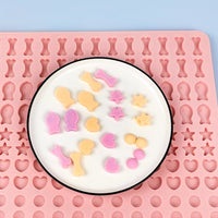 40 x Brand New Gizodhij Baking Mat Dog Biscuits, Silicone Baking Mold, Small Fish Bones Star Heart Candy Silicone Mold for Baking Cookies, Candy, Chocolate, Snack Baking Mold Pink  - RRP €816.0