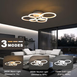 1 x RAW Customer Returns RUYI Modern LED Ceiling Light Dimmable with Remote Control 6-Ring Ceiling Light 72W 6400LM, Ceiling Lamp for Living Room, Bedroom, Kitchen, Hallway, Balcony, Dining Room, White, 2700-7000K - RRP €134.99