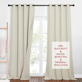 1 x RAW Customer Returns PONY DANCE Opaque Curtains Beige Three-Layer Soundproof Curtain with Removable Felt Lining Set of 2 H 240 x W 132 cm Blackout Curtains with Eyelets Thermal Curtains Heat Protection, Light Beige - RRP €91.95