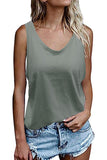 1 x Brand New FANGJIN Women s Sleeveless Light Gray Cotton Top Tunic Summer Long Tank Tops Light Gray Loose V-Neck Plain T-Shirt Casual Camisole Large Tank - RRP €27.6