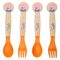 1 x Brand New damaloo 2X children s cutlery suitable for Peppa Pig fans - children s cutlery plastic fork and children s spoon - plastic children s cutlery set - cutlery for children - reusable cutlery set children - RRP €7.76