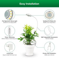 1 x RAW Customer Returns SANSI Plant Lamp LED Full Spectrum Pot-Clip Plant Light for Indoor Plants, Plant Growth Lamp with 3 6 12 Hour Timer, 4 Brightness Levels, 10W Growth Lamp for Small Plants, White 3-Pack - RRP €66.67