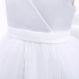 1 x RAW Customer Returns NNJXD Flower Girl Wedding Pageant Dress Backless Formal Long Dress 784 White Size 140 8-9 Years - RRP €39.98