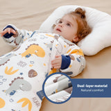 1 x RAW Customer Returns MIKAFEN Winter long-sleeved baby sleeping bag 3.5Tog, 100 organic cotton sleeping bag M height 65-80cm, Baby dinosaurs - RRP €29.56