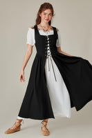 1 x RAW Customer Returns SCARLET DARKNESS Women s Ren Faire Carnival Dress Rockabilly with Pockets Viking Medieval Dress Black XXL - RRP €49.99