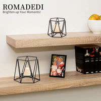 2 x Brand New Romadedi Geometric Candle Holders Black - 2 Pieces Metal Tea Light Candle Holder Decor for Living Room Dining Coffee Table Wedding Centerpiece Sheath Fireplace Shelf Patio Outdoor - RRP €39.98