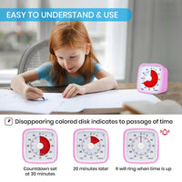 1 x RAW Customer Returns Visual Timer, Yunbaoit Improved 60 Minute Countdown Timer for Children Adults with Low Battery Alarm, Quiet Time Management Tool with Optional Alarm Pink  - RRP €24.47