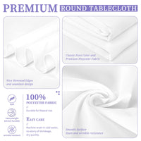 1 x RAW Customer Returns Showgeous 8 Pieces Tablecloth White Round Tablecloth 228cm Polyester Fabric Tablecloth Round Washable Tablecloth for Wedding Banquet Restaurant Buffet Parties Garden - RRP €74.99