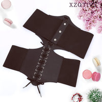 4 x Brand New XZQTIVE Women s Lace-Up Corset Tied Belt Elastic Wide Band Waspie Corset Waist Belt Bustiers Corsets Hip Belt for Halloween Parties Coffee, for Waist Circumference 90cm-102cm  - RRP €48.4