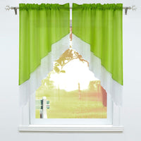 1 x RAW Customer Returns SCHOAL panel curtain with drawstring, 2 pieces, small window curtains, kitchen set, bistro curtains, voile stores, window curtain, modern green, W x H 90 x 100 cm - RRP €22.99