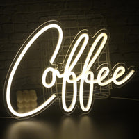 1 x RAW Customer Returns SIGNSHIP Coffee Neon Light, Sign Coffee Neon Signs LED Wall Neon Light, Letter Warm White USB, Shopping Kitchen Wall Decoration Wedding Birthday Made of Plastic - RRP €36.29