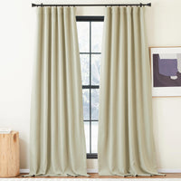 1 x RAW Customer Returns PONY DANCE Linen Look Curtain Beige Opaque Set of 2 H 245 x W 140 cm Linen Curtains with Ruffle Tape Blackout Curtains Living Room Curtains Opaque Linen Curtains for Bedroom Thermal Curtain - RRP €46.95