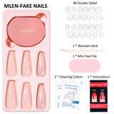 9 x Brand New Mlen 24 Pieces False Nails Press on Tips Full Cover Fake Nails Long Ballerina Artificial Nails Comfortable for Women and Girls Party and Home DIY Pink - RRP €162.0