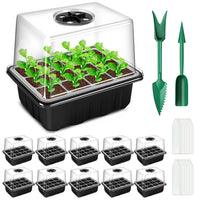 1 x RAW Customer Returns YAUNGEL indoor greenhouse cultivation box, 10 pieces 120 cells mini greenhouse cultivation set with raised lid, seedling starter trays greenhouse cultivation tray with lid for plant, black - RRP €18.94