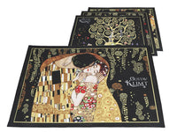 1 x RAW Customer Returns CARMANI Mixed Black Background Placemats Set of 4 Non-Slip Heat Resistant Decorated with Gustav Klimt - RRP €26.25