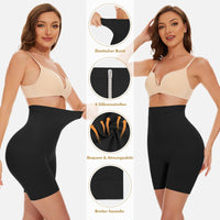 1 x RAW Customer Returns SIMIYA Tummy Control Panties Women High Waist Shapewear Seamless Girdle with Leg Figure Shaping Girdle Pant Cotton Underwear Pants Under Dress Short Shorts Black Beige, L  - RRP €32.98