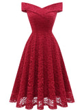 1 x Brand New Homrain Women s Bridesmaid Dresses Off Shoulder Lace Dress Rockabilly Cocktail Dress Swing Rockability A-Line High Low Ball Gown -1Dark Red 3XL - RRP €48.99