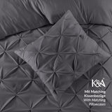 7 x Brand New K A Pintuck Pinch Pleated Duvet Cover Bedding with Pillowcase 80 x 80 cm with Zipper, Easy Care, Machine Washable, Soft Microfiber Bedding Gray, 200 x 200  - RRP €197.54