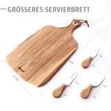 1 x RAW Customer Returns hecef Cheese Board and Knife Set of 4, Includes Acacia Wood Cheese Plate Thin Knife Chisel Knife Cheese Fork, Larger Cheese Board for Serving Cheese, Crackers and Fruit - RRP €26.11