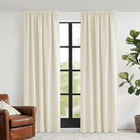 1 x RAW Customer Returns KGORGE Heat-repellent curtains, living room curtains with ruffle tape, set of 2, 240 x 140 cm H x W , blackout curtain for rail system, thermal curtain, ruffle tape, light beige - RRP €35.75