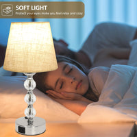 1 x RAW Customer Returns Bedside lamp set of 2, crystal bedside lamp touch dimmable for bedroom with USB C A charging ports, bedside lamp with charging function, night light with white fabric shade for living room - RRP €71.18